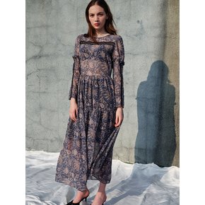 Bohemian Lace String Chiffon Dress_Blue