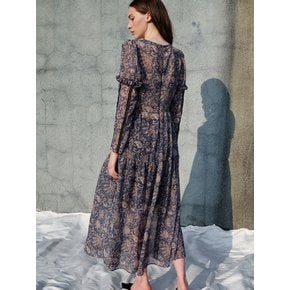 Bohemian Lace String Chiffon Dress_Blue