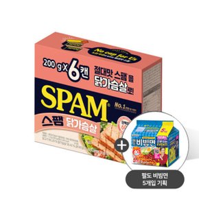 스팸X팔도 스팸 닭가슴살 200g x6개 + 팔도비빔면 5입