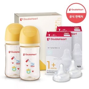 모유실감 3세대 PPSU 젖병 트윈팩 240ml 한글사랑해 +3세대 젖꼭지2입x2개 (S)