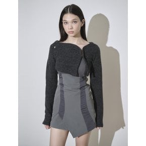 SIDE BUTTON  CROP CARDIGAN [CHARCOAL]