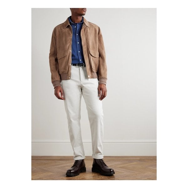 브루넬로쿠치넬리 슬림핏 커터웨이 칼라 코튼 셔츠 블루 46376663162890301