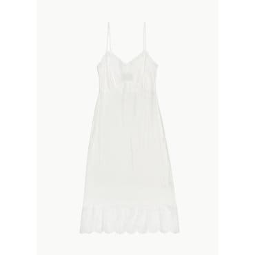샵아모멘토 시몬로샤 25FW Slip Dress W/ Deep Lace Trim, Ivory