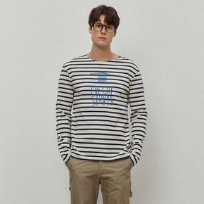남성 (M)Cotton Stripe Lettering T-shirt_White_LRVA0TS74M