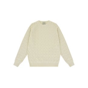 Cable crewneck sweater (Ecru)