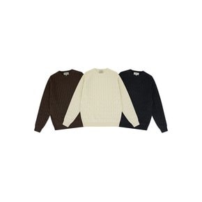 Cable crewneck sweater (Ecru)