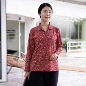 엄마옷 들꽃 카라 긴팔 티셔츠 MQG128719 마담 미시 중년여성 빅사이즈 할머니옷 .._P435533275