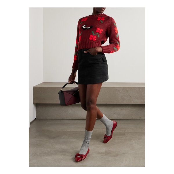 보디 인타르시아 니트 울 스웨터 레드 46376663162879723