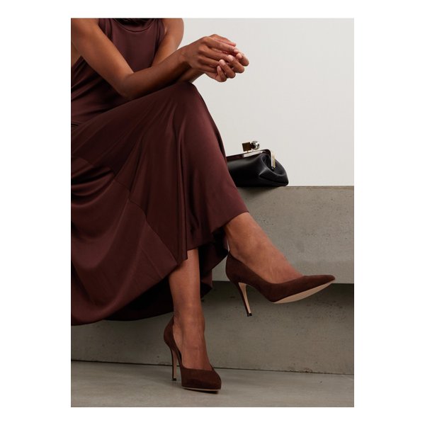 지안비토 스웨이드 펌프스 85mm 초콜릿 46376663162900226