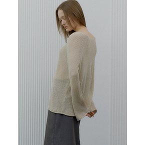 보트넥 롱 니트_Beige