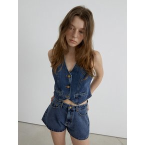 HALTER DENIM VEST_DEEP BLUE