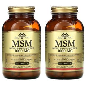 미국직구 Solgar 솔가 MSM 식이유황 메틸설포닐메탄 1000mg 120정 2팩