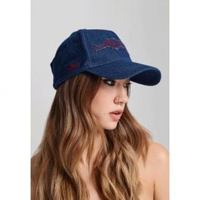 에드 하디 유니섹스 다이아몬트 애플리케 인디고 데님 5패널 트럭커 캡 - 8012743