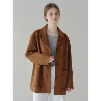 앳코너 Belted Suede Blazer Brown AT5JAF036BW