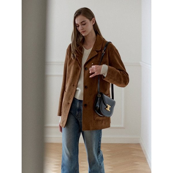 Belted Suede Blazer Brown AT5JAF036BW