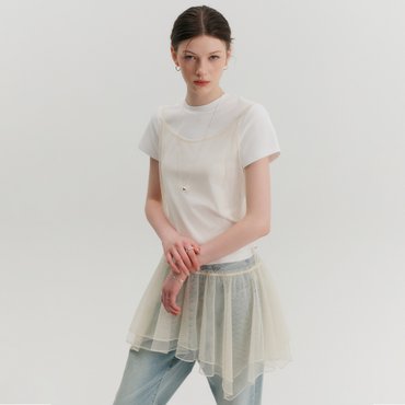 룩캐스트 에델라인 시스루 레이어드 드레스_크림 / EDELINE SEE-THROUGH LAYERED DRESS_CREAM