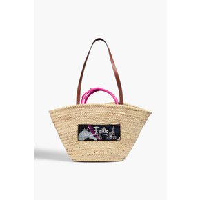 Appliquéd straw tote 내추럴 1647597349468179