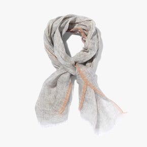 파올로 알비자티 스카프 PRINTED LINEN SCARF (STRIPE) BEIGE AZD1M80003A24