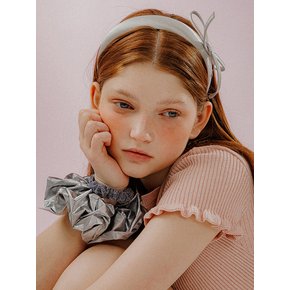 와이드 리본 사틴 헤어밴드 (라이트그레이)