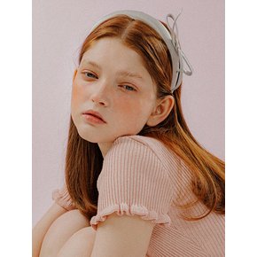 와이드 리본 사틴 헤어밴드 (라이트그레이)
