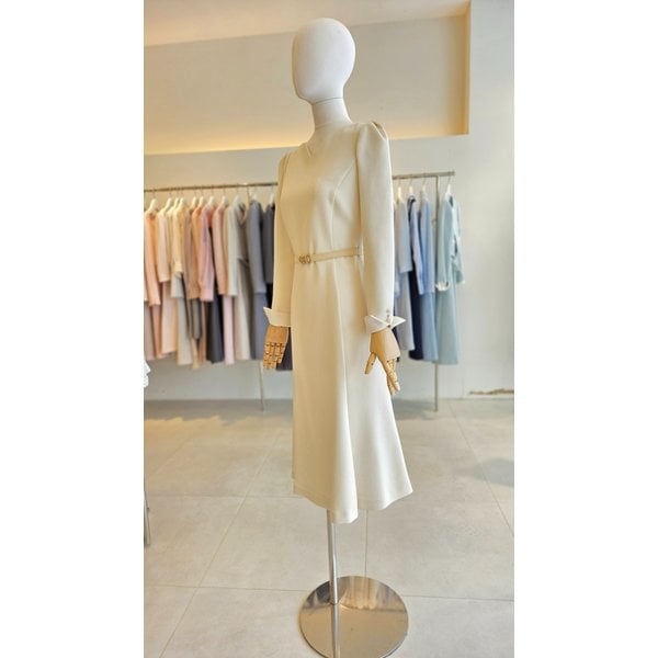 [여주점] [JJ 지고트] 여성 롤업 퍼프 슬리브 플레어 원피스 GP2A0OP221