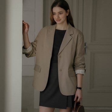 틸아이다이 Basic two-button overfit cotton jacket_Dark beige