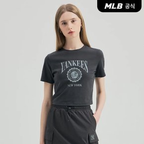 [코리아공식] 여성 빈티지 로고 그래픽 슬림 크롭 반팔 티셔츠 NY (CG)