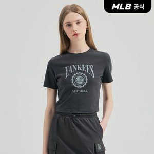 MLB [코리아공식] 여성 빈티지 로고 그래픽 슬림 크롭 반팔 티셔츠 NY (CG)