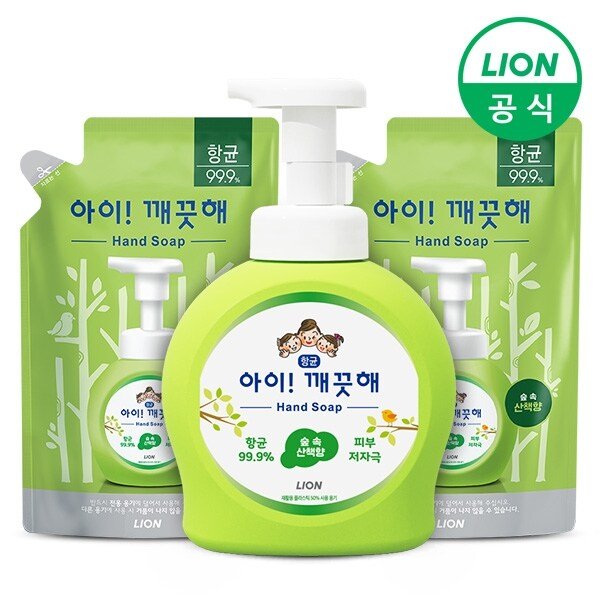 아이깨끗해 손세정제 숲속산책 용기 490ml 1개+리필 450ml 2개