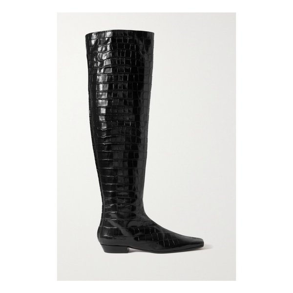 Croc-effect Leather Over-the-knee Boots 블랙 24772899113461053