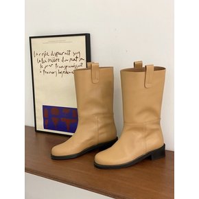 midi riding boots beige