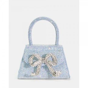 4820010 Self Portrait Rhinestone Denim Micro Bag - Blue