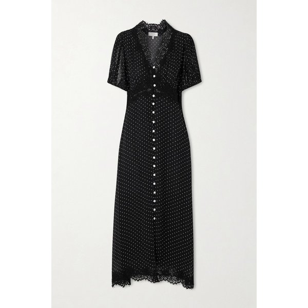 멜로디 레이스 트림 폴카 도트 크레이프 드 신 미디 원피스 46376663162969435