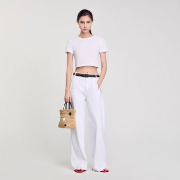 산드로 [25SS 시즌오프 30%] 톤온톤 로고 와플 티셔츠 SF25S3FRR2990