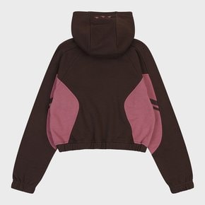 W TRACK BLOCK SWEAT HOODIE [BROWN]