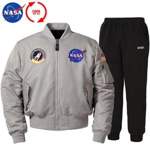 NASA 나사 남녀공용 양면 리버시블 항공점퍼+면 조거팬츠 상하세트 N-851ULG+N-350PBK 빅사이즈