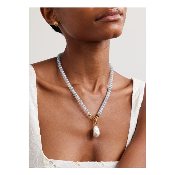 리지 포르투나토 진주 아일 골드 도금 멀티스톤 네크리스 오프 화이트 46376663162907533