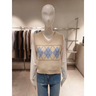 NICE CLAUP [여주점] [나이스클랍] 아가일 브이넥 베스트 A254PWK922