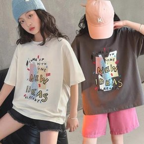 베비포 주니어 여아 반팔티 초등 중등 레터링 그래픽 여름티 DT1 (5...