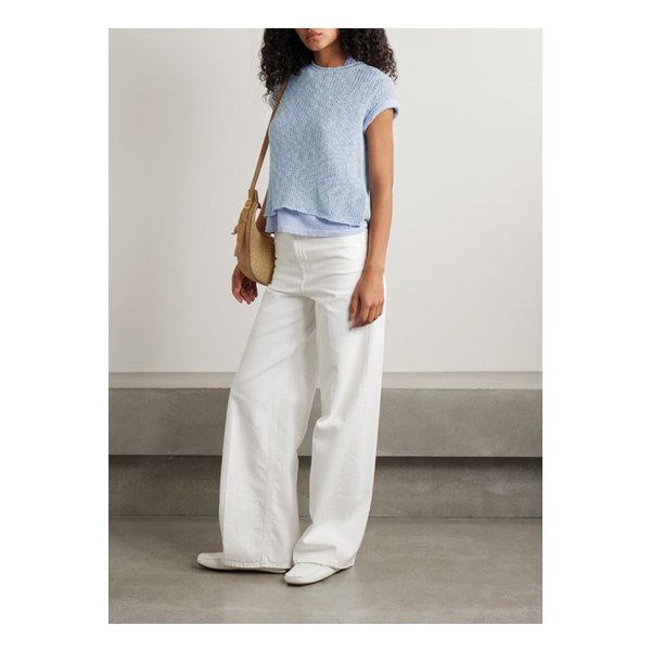 오픈니트 코튼 리넨 혼방 티셔츠 라이트 블루 1647597359785109