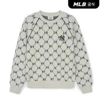 MLB [코리아공식] 다이아 모노그램 자카드 파이핑 맨투맨 NY (D.Cream)