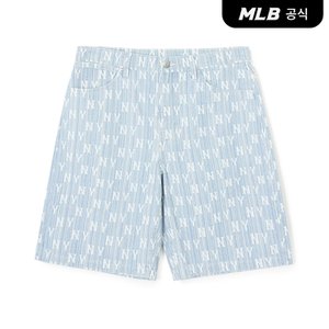 MLB [코리아공식] 남성 클래식 모노그램 스트라이프 데님 숏팬츠NY(L.Blue)