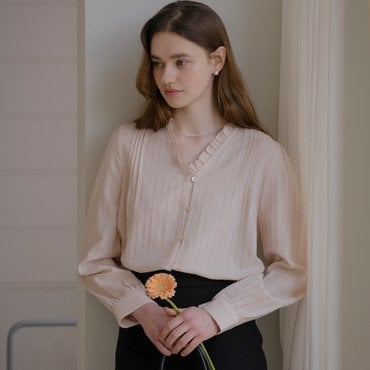 틸아이다이 Race texured frill blouse_Pink