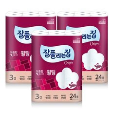 잘풀리는집 퀼팅 3겹 광폭 화장지 (너비107mm) 30M x 24롤 x 3팩