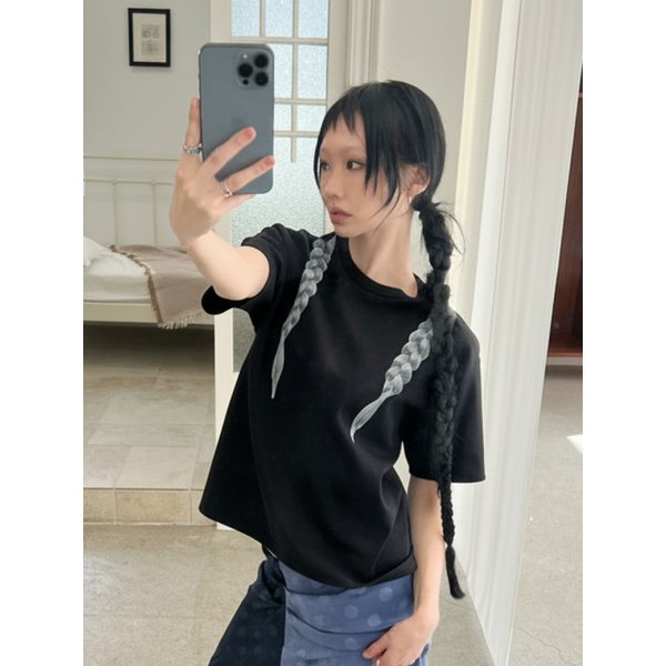 Blonde Hair Printing T-shirt_Black