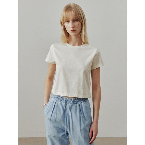 실켓 세미 크롭핏 반팔 티셔츠_5COLORS