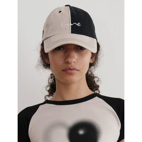 SUN HEART SYMBOL BALL CAP (BEIGE+BLACK)