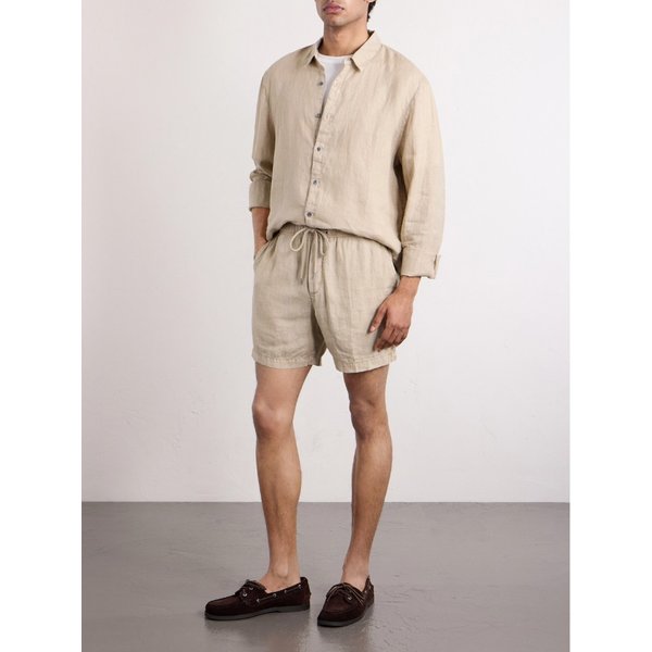 스트레이트 가먼트 다이드 리넨 드로우스트링 쇼츠 46376663163042238
