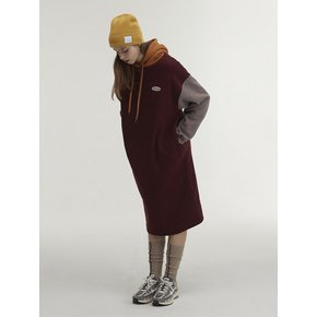 Hoodie Long Jersey Dress_Burgundy