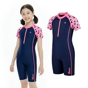 쿠기 여아동 집업 반팔 반전신 실내수영복 KG-M686 (2023리뉴얼)